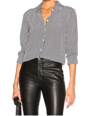 ✨ Like New Equipment Black and White Vertical Stripe Button-Down Shirt ✨